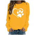 thumbnail image 2 of HOMBOM Loose Sweatshirt for Women 2024 Yellow Comfortable Pullover Crew Neck Tops Casual Heart Dog Paw Print Long Sleeve Sweatshirt, 2 of 6