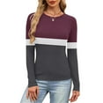 thumbnail image 6 of HongQid Womens Long Sleeve Stretch Crewneck Ribbed T-Shirt Slim Fit Casual Basic Tops, 6 of 7
