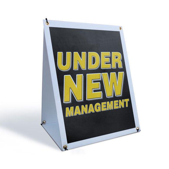 Under New Management Sidewalk Sign 24 Inch x 36 Inch A-Frame Images On Both Sides | Business Promotions, Clear Messaging, Professional Display | Made in USA