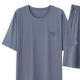 thumbnail image 2 of 2 Piece Pajamas Set for Men Soft Cotton Breathable Comfortable Summer Pjs Shorts Sleepwear Homewear Suits, 2 of 6