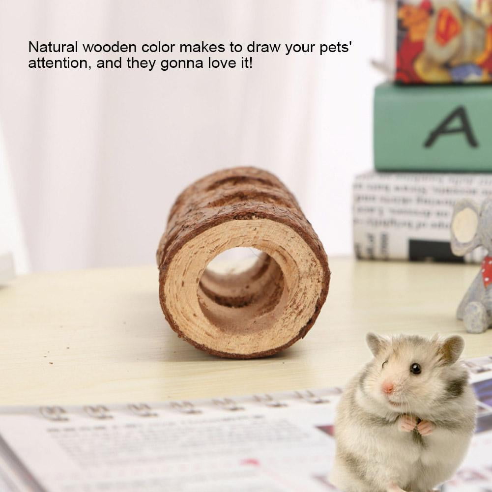 Natural Wooden Animal Tunnel Exercise Tube Chew Toy for Rabbit Ferret Hamster Guinea Pig L 
