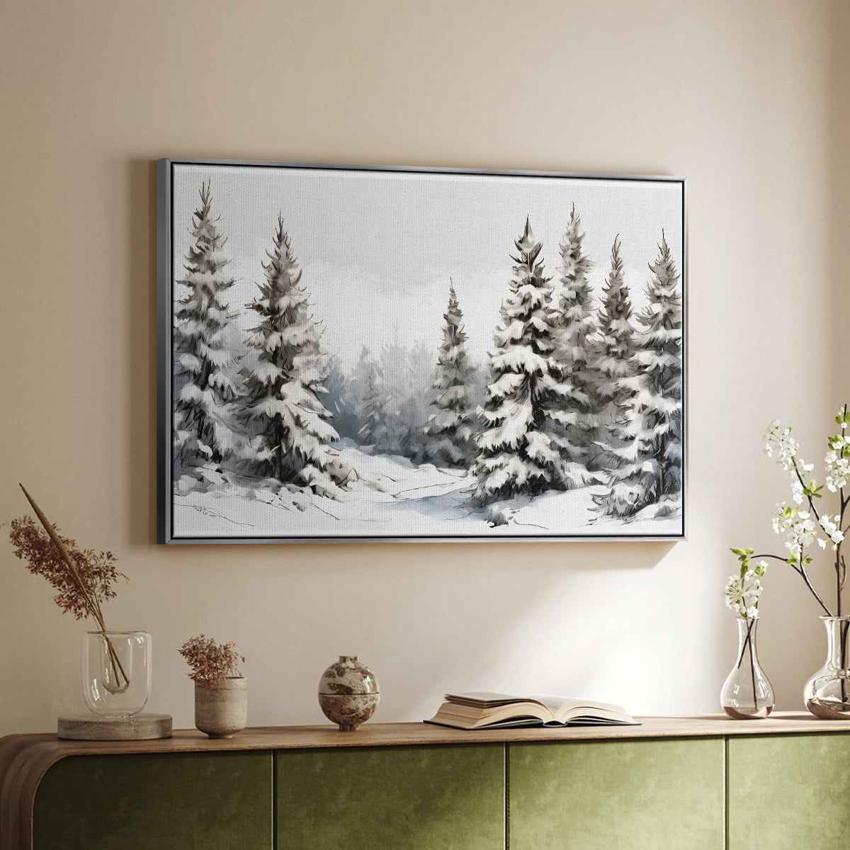 Vintage Landscape-CXCIII By Wexford Home Framed in Silver Wood Gallery Wrapped Canvas 17 in. x 25 in.