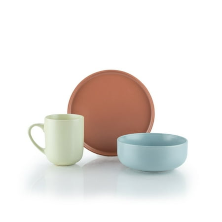 

Everything Kitchens Modern Flat 12-Piece Breakfast Set | Terracotta Dusty Blue Beige