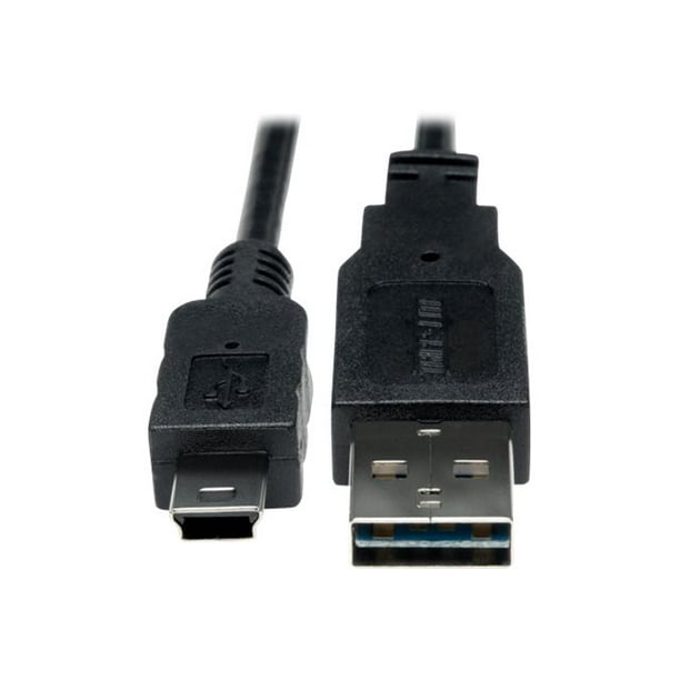 Eaton Tripp Lite Series B (m) (Reversible A USB 2.0 USB (m) 1 ft Universal Reversible Converter Adapter Cable to 5Pin Mini B M/M), (0.31 M) - Câble USB - mini-USB Type vers - USB 2.0 - Connecteur A Réversible Moulé - Noir