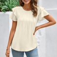 thumbnail image 2 of Blouses de Travail Décontractées à Manches Courtes Col Rond pour Femmes - Design Plissé, Léger, Tenue Toutes Saisons, 2 of 6