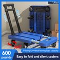thumbnail image 3 of Heavy Duty Foldable Portable Trolley - 600LBS/270KG Load, 6 Bearing Wheels (4×360° Rotation), 3-Level Adjustable Handle, Anti-Slip Board & Elastic Cord for Travel, Shopping, Office & Moving, 3 of 10