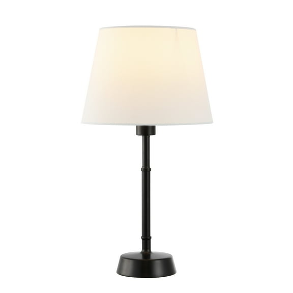 SAFAVIEH Nysa 20 in. Modern Black Iron Table Lamp with Off-white 100% Cotton Shade
