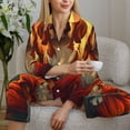thumbnail image 5 of KLL Sunset Meditating Dog Print Women's Long Sleeve Pajamas with Pants Sleepwear Loungewear 2 Set-XX-Large, 5 of 7