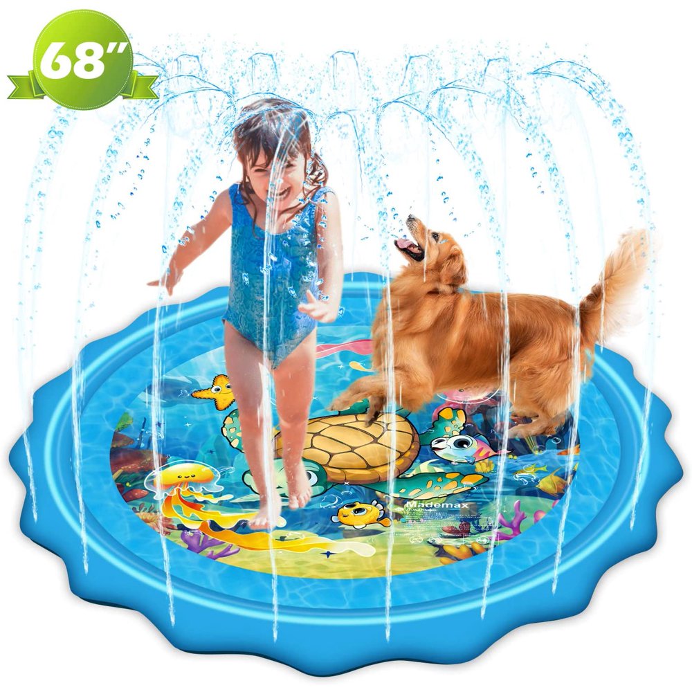 Splash Pad Sprinkler for Kids 68 Inches Wading Pool Inflatable Water