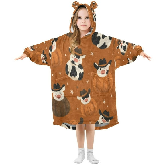BZSMCE Wearable Blanket Hoodie Fashion Cowboy Pumpkin & Cow Fun Home Wear