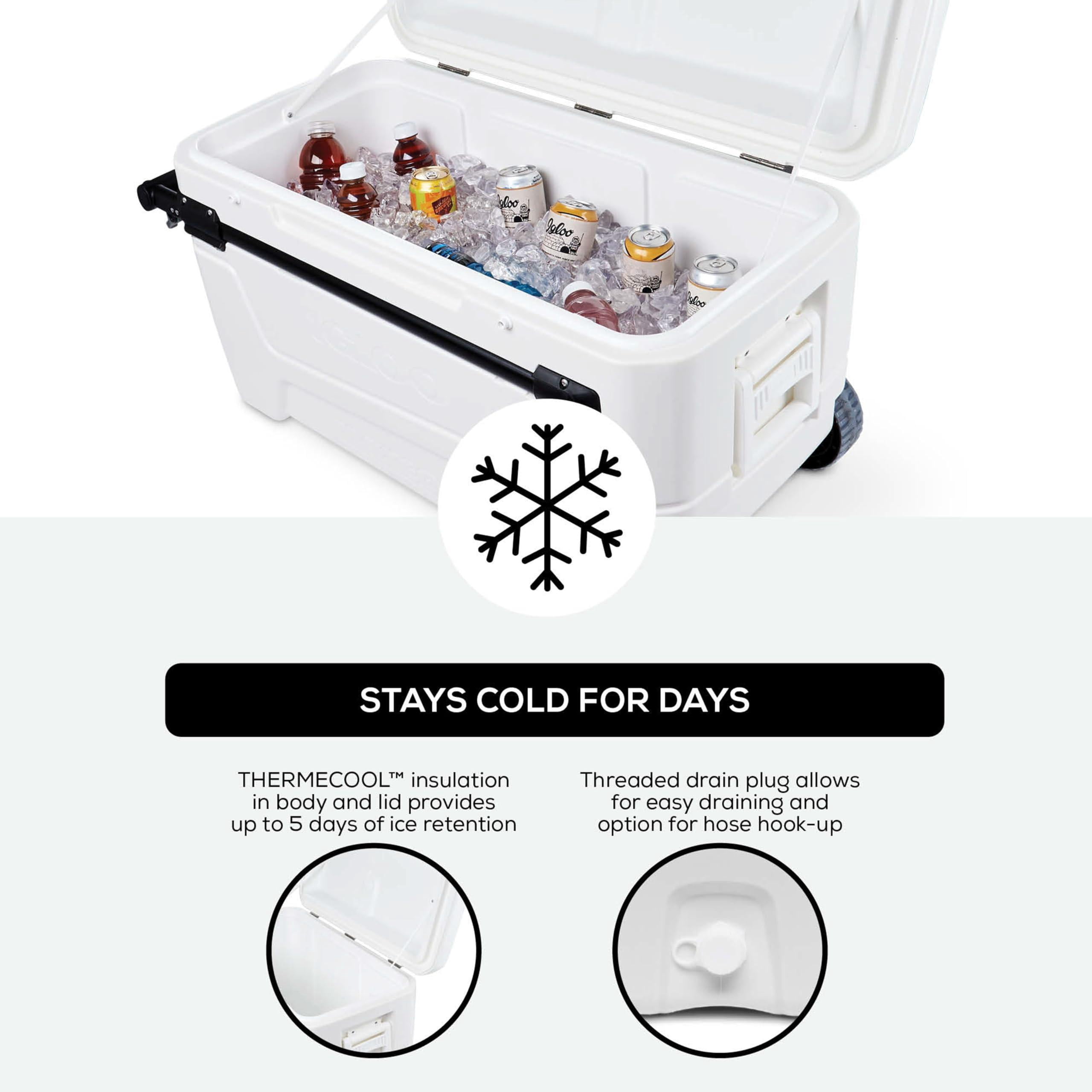 Maxcold Glide 110qt Wheeled Cooler | Insulated Hard Shell Ice Chest