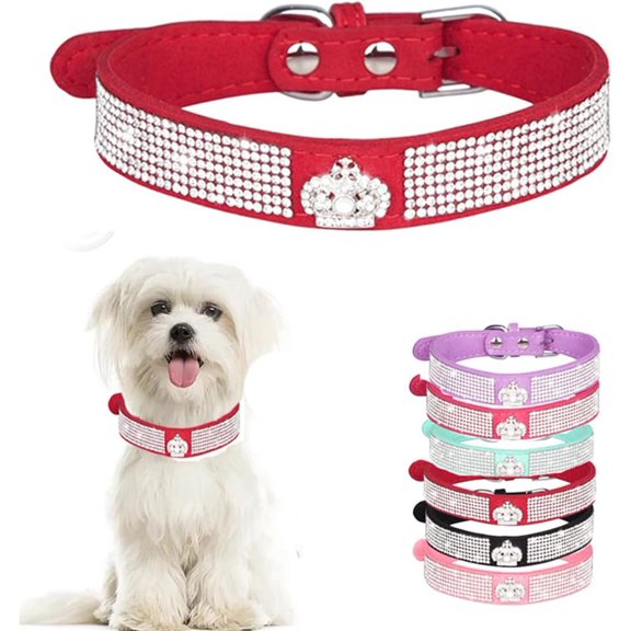 Rhinestone Dog Collar, Cute Soft Fancy Bling Diamond Pretty Jewel Sparkly Puppy Cat Pet Collar for XS Small Medium Large XL XXL Dogs