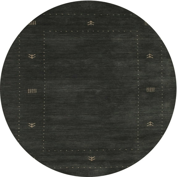 Ahgly Company Machine Washable Indoor Round Contemporary Charcoal Black Area Rugs, 3' Round