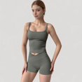 thumbnail image 2 of Women's Fitted Stretch Camisole Tank Top with Square Neckline and Thin Shoulder Straps - Medium, Gray, 2 of 6