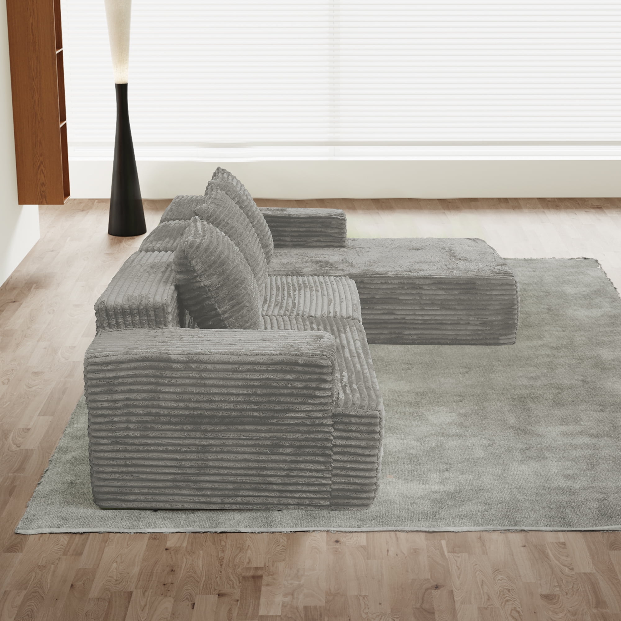 Leumius 102" Cloud Sectional Sofa with L-Shape Chaise,Modular L-Shape Sofa Couch with Chaise and Deep Seat,Upholstered Boneless Couches for Living Room Bedroom,Antique Gray