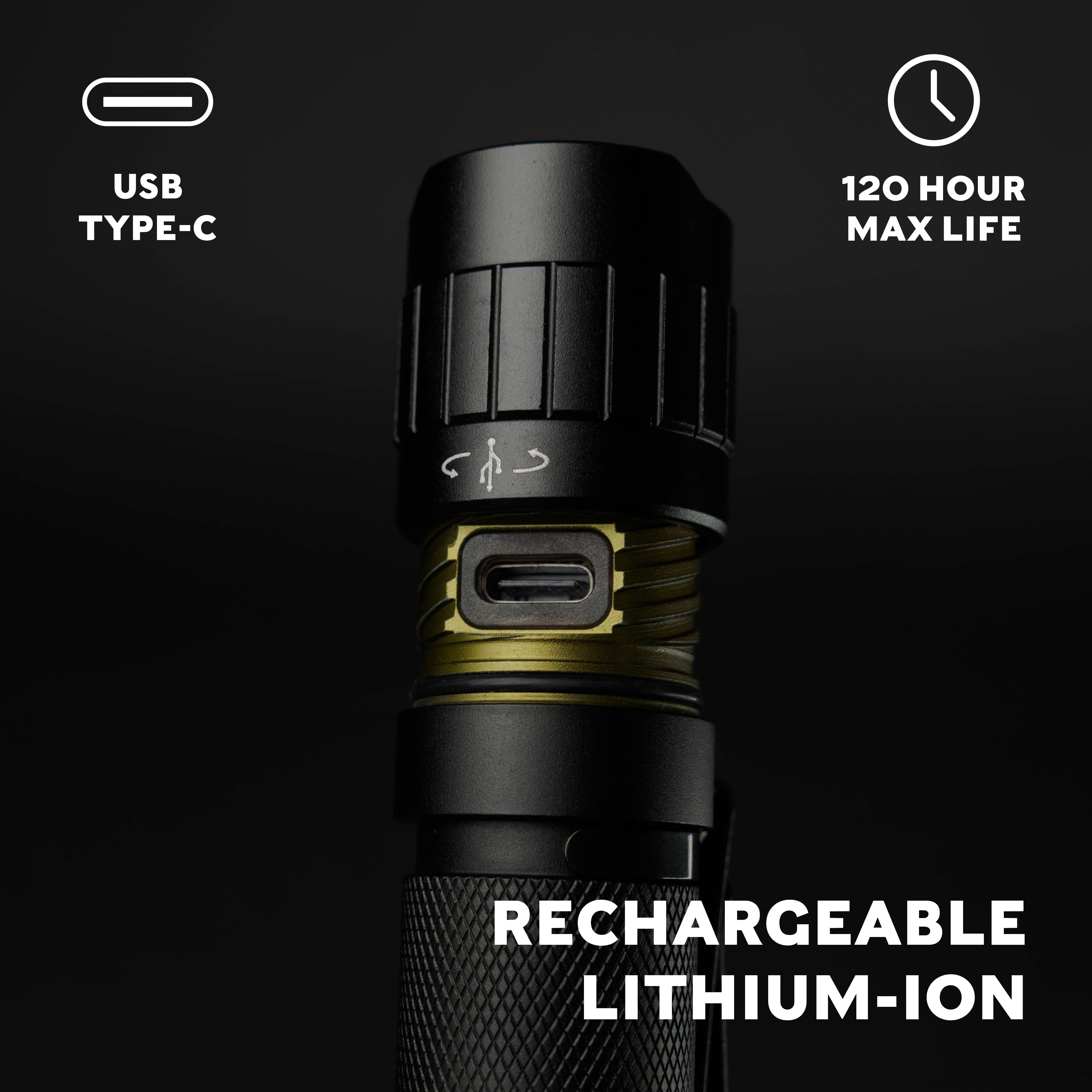 Swiss Tech 1500 Lumens Rechargeable Tactical LED Flashlight, Aluminum, Waterproof