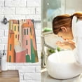 thumbnail image 7 of Yayeee 100% Cotton Hand Towels for Bathroom 16" x 28" Soft Absorbent Kitchen Towel, Pink Cityscape Painting, 7 of 7