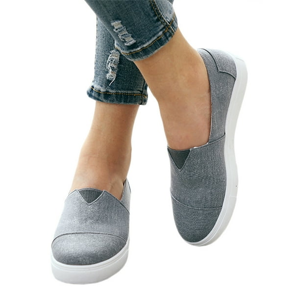Wodstyle - Women's Slip On Comfort Sports Round Toe Flat Casual Sneaker ...