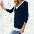 thumbnail image 4 of Lightweight Sweaters for Women Long Sleeve Dressy V Neck Knit Tunic Tops with Decorative Buttons, 4 of 9