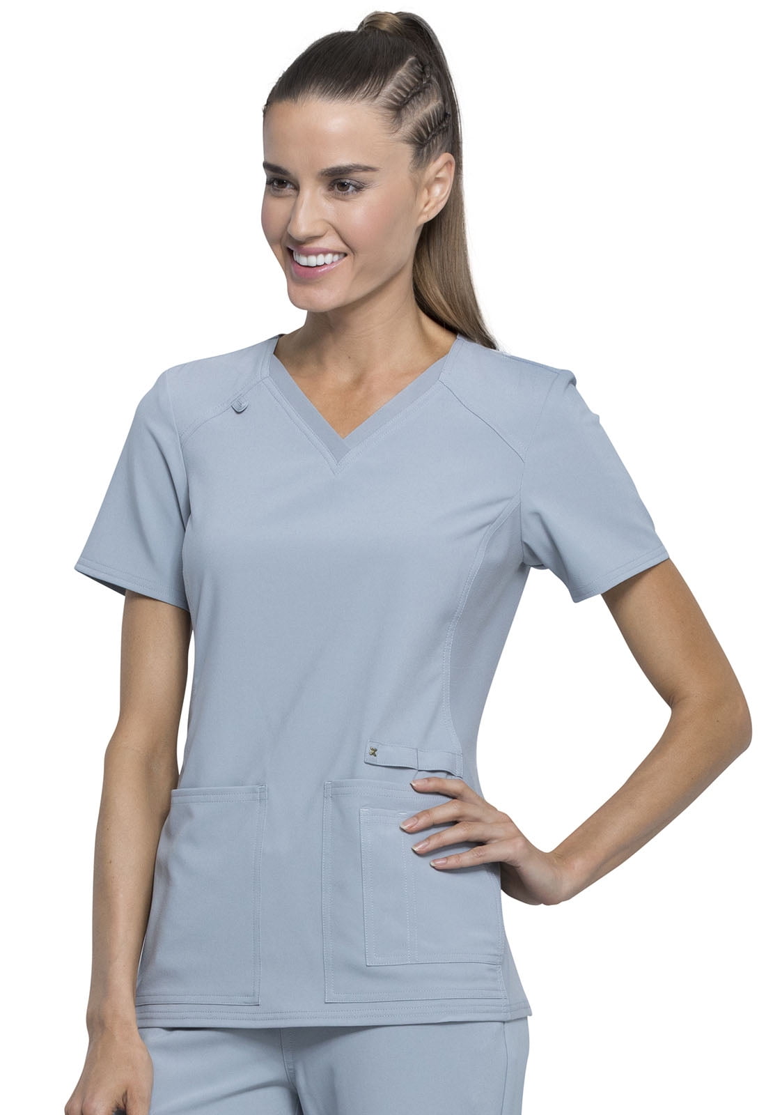 Scrubs Top V-Neck Knit Panel CK605 