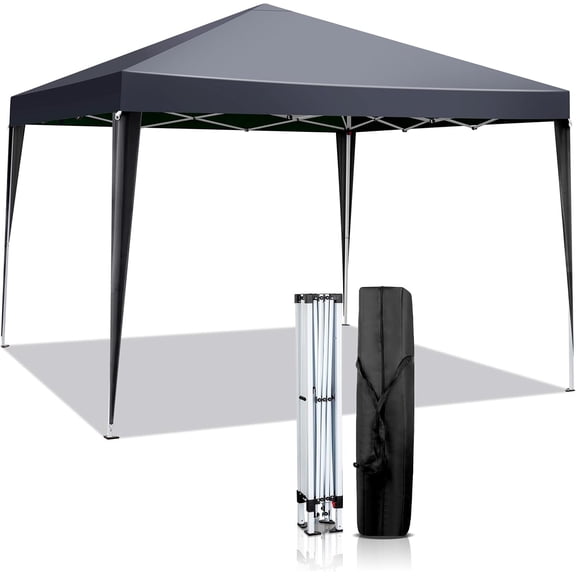 Kingsss 10x10 Pop Up Canopy Tent, Outdoor Portable Foldable Canopy for Camping, Patio, Parties, EZ Up Gazebo with Carry Bag (Grey)