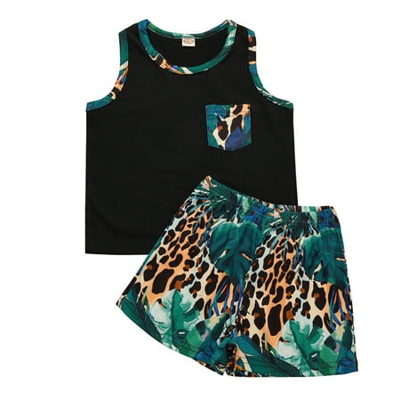 

IROINNID Toddler Boy s Fashion Summer Sleeveless Tops Leopard Shorts Stylish Outfits