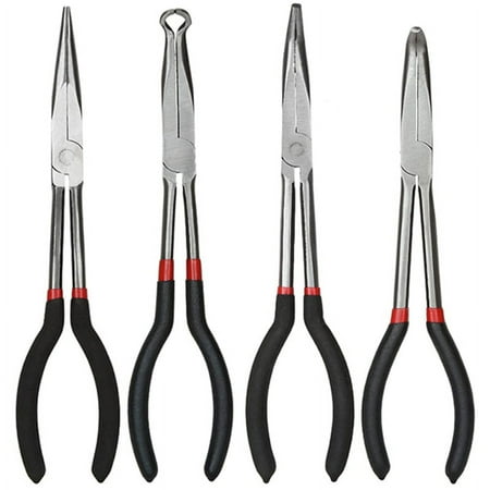 

11-Inch Long Needle-Nosed Pliers Include Straight 45-Degree 90-Degree and O-Type Pliers