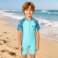 thumbnail image 2 of Bainana One-Pieces Swimsuit For Boys Kids Graphic Rash Guard Romper Bathing Suit Toddler And Tweens Boys Beach Vacation Swimwear Size 5-6 Years Sky Blue, 2 of 8