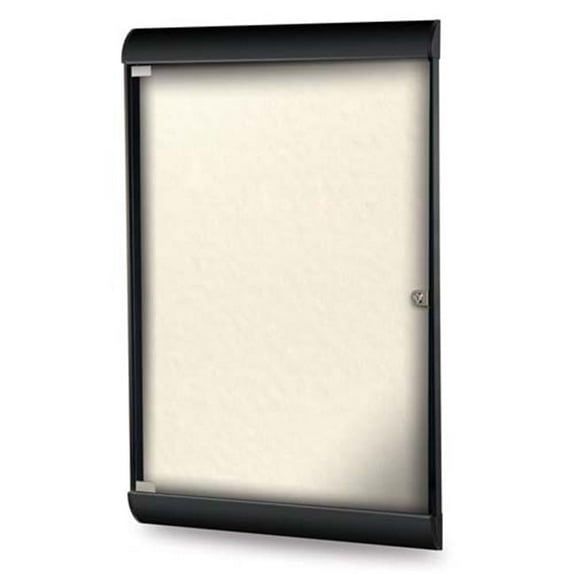 Ghent Manufacturing SILH20472 42.12 x 27.75 in. 1-Door Black Frame Silhouette Enclosed Bulletin Board with Vinyl Fabric, Ivory