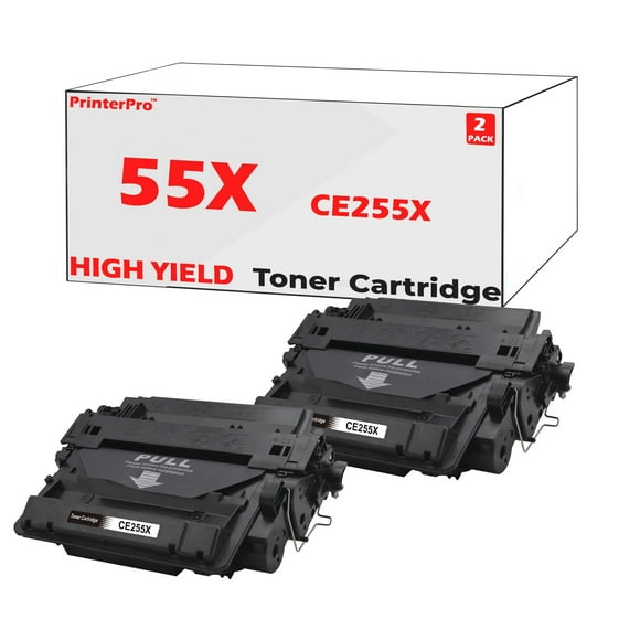 Printer Pro™ Compatible Replacement for HP 55X CE255X Black High Yield Toner Cartridge of 55A CE255A HP Enterprise 500 MFP M521dn M521dw M525f M525dn M525c Laserjet P3015dn P3015d P3015n P3015x (2PK)