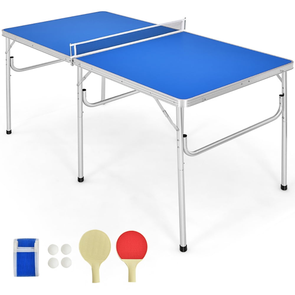 Topcobe 60 Inch Portable Tennis Ping Pong Folding Table with Accessories, Space Saver Table Tennis Table, Indoor Outdoor Play for Youth and Adults, Blue