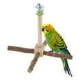 thumbnail image 1 of Perchas para aves giratorias de Unique Bargains, percha de madera natural con juguete para masticar, juguetes para aves pequeñas y medianas, color madera natural, 1 set, 1 of 7