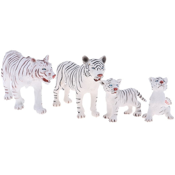 4 Piezas Simución Tigre Juguete Modelo Animal Set Adornos de Zulema Figuras de animales silvestres en miniatura