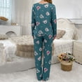 thumbnail image 4 of XDZJLR Ensemble de Pyjama pour Femmes Manches Longues Confortable Deux Pièces Confortable Coupe Décontractée Pjs Bleu m, 4 of 9