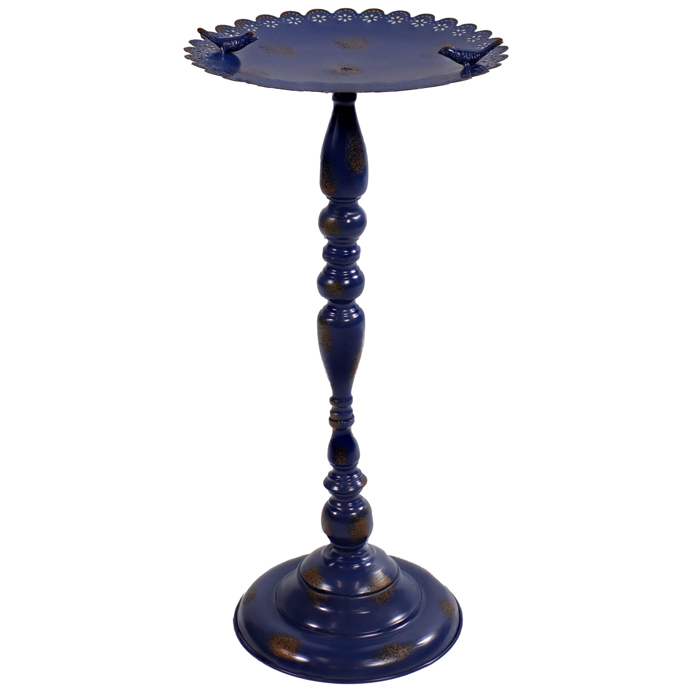 Sunnydaze Feathered Friends Freestanding Metal Outdoor Bird Bath, Blue