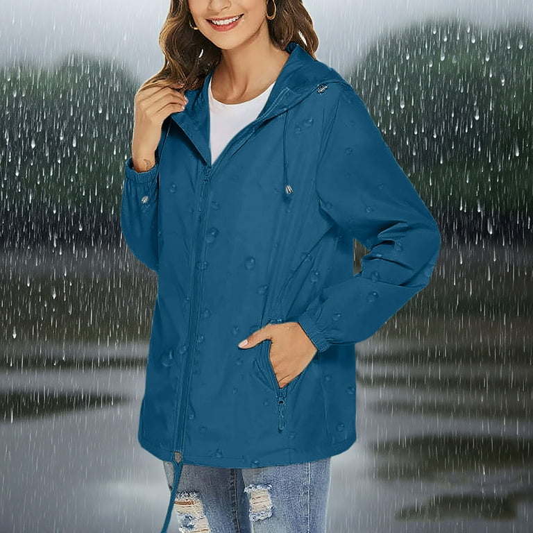 Xdegoge Womens Waterproof Packable Raincoat with Hood Lightweight