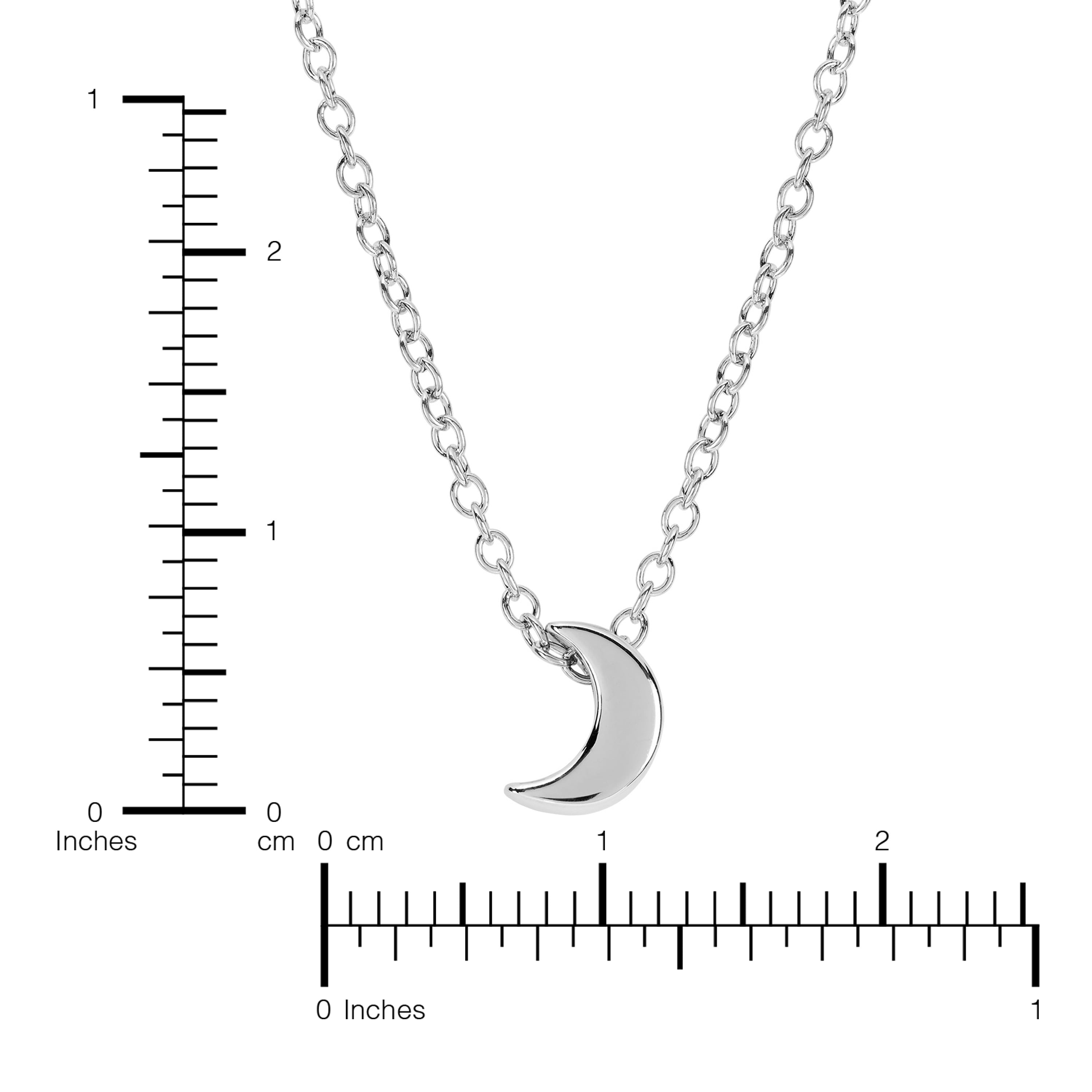 Marisol & Poppy Sterling Silver Mini Half Moon Pendant Necklace For Women & Teens, 16" + 2" Extender