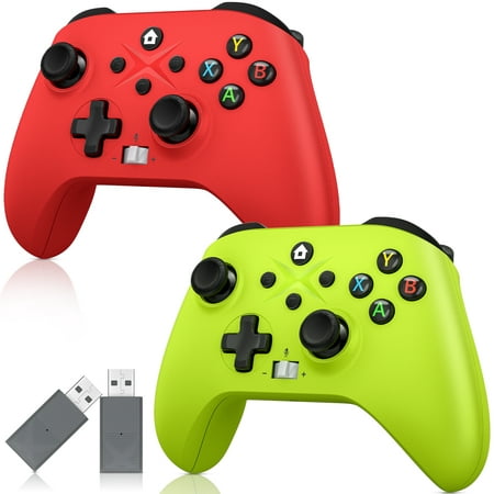 2 Pack Wireless Xbox Controller for Xbox One, Xbox One X/S, Xbox Series X/S, Windows PC 10/11 Gamepad with Audio Jack & Volume Button/Turbo/Macro/Motion Control & Rechargeable Battery - Green+Red