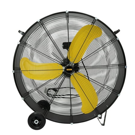 HiCFM 36" Industrial Drum Fan, 18600 CFM High Velocity 2 Speed 3/5 HP Heavy Duty Metal Air Circulator with Casters Handle 9ft Cord for Basement Warehouse Factory workshops Patios