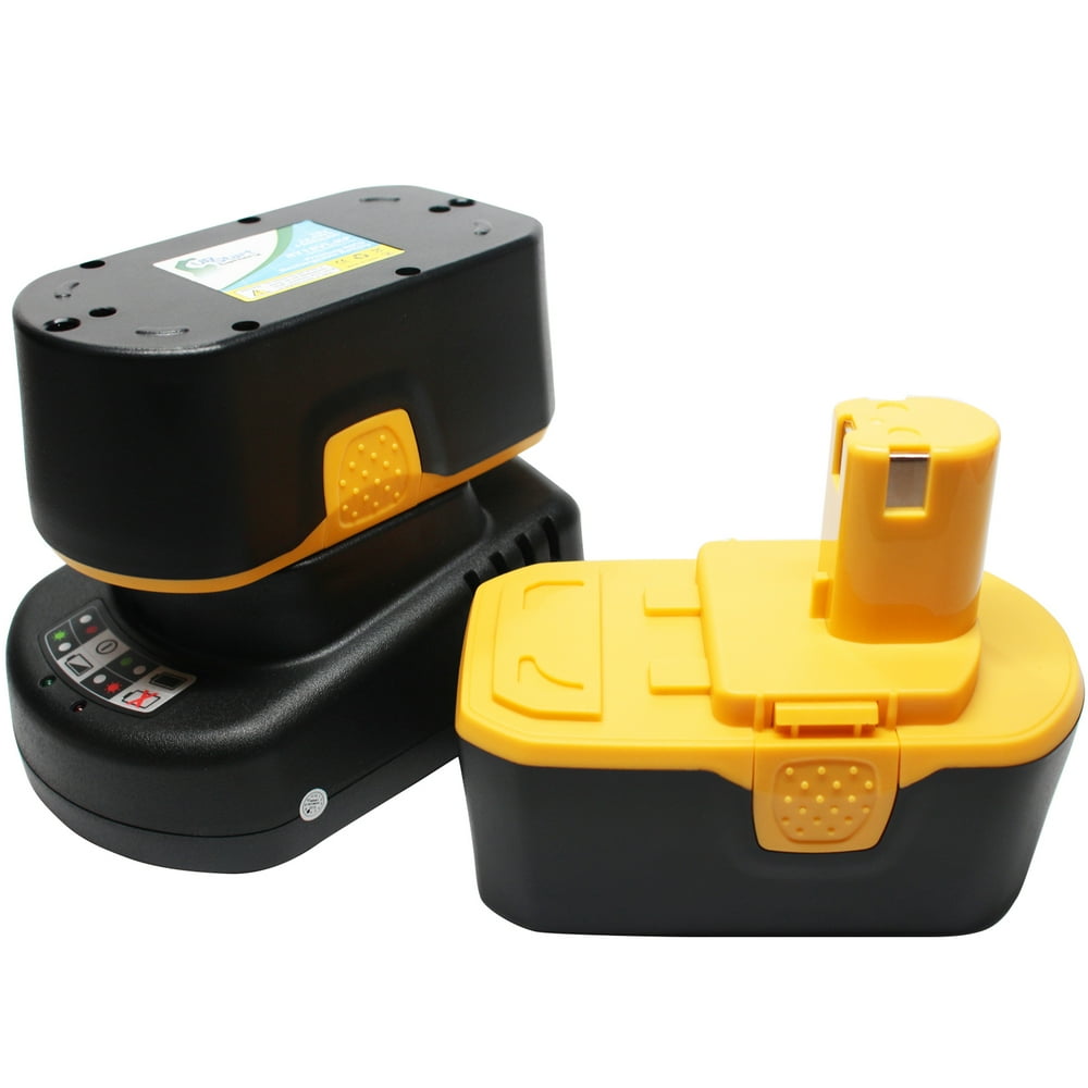 2Pack Ryobi P100 Battery + Universal Charger for Ryobi Replacement