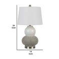 thumbnail image 5 of 24 Inch Ceramic Urn Base Table Lamp, Tapered Fabric Shade, Set of 2, Gray- Saltoro Sherpi, 5 of 5