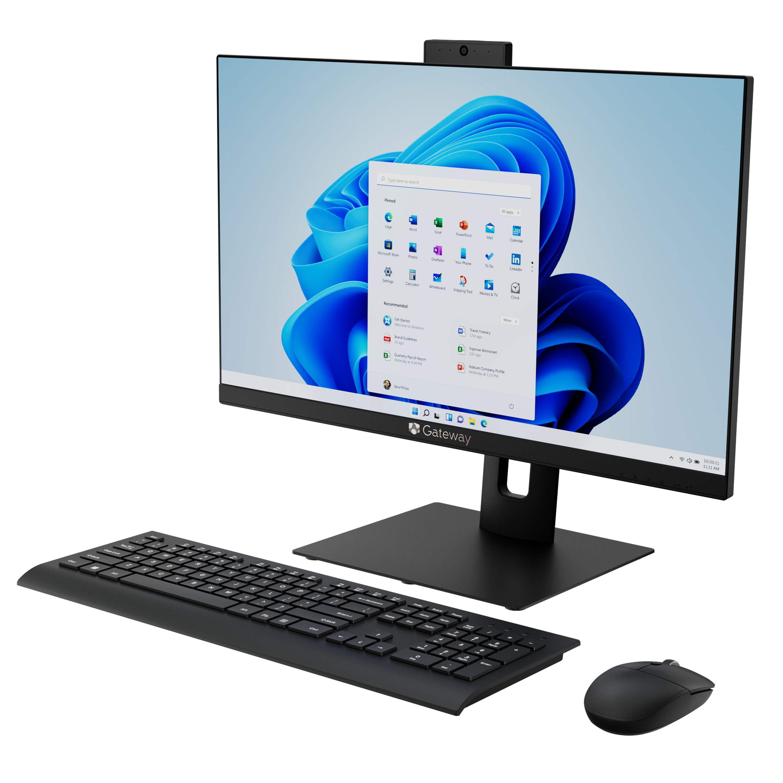 Gateway 23.8" All-in-one Desktop, Fully Adjustable Stand, FHD, Intel Pentium J5040, 4GB RAM, 128GB SSD, 2MP Camera, Windows 11, Microsoft 365 Personal 1-Year Included, Mouse & Keyboard Included, Black - image 5 of 11