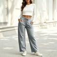 thumbnail image 6 of ZHYou No Boundarie Womens Sweatpants Wide Leg High Waisted Drawstring Loose Straight Baggy Fit Casual Jogger Pants with Side Pockets,Gray,Size S, 6 of 9