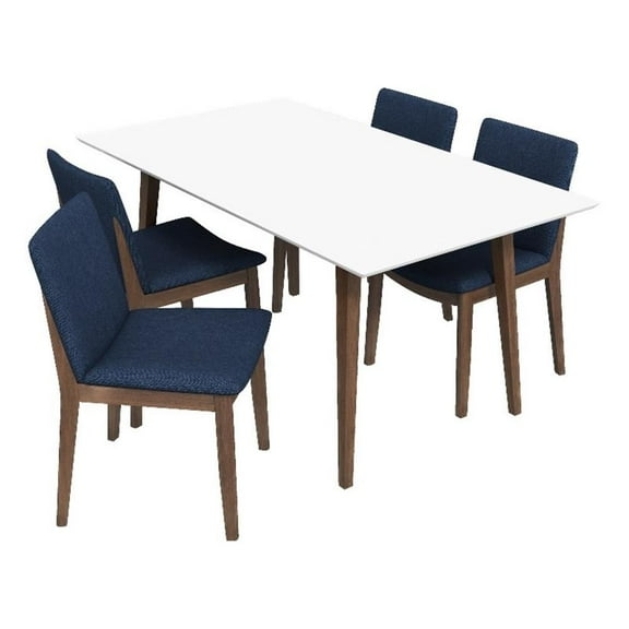 Desiree Modern Solid Wood Walnut Kitchen & Dining Room Table and Chairs for 4