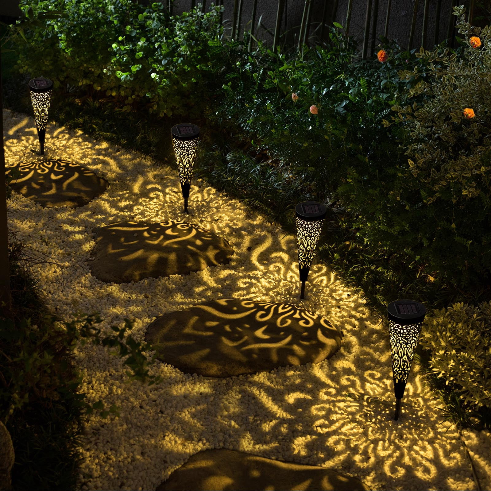 6 Pack Solar Lights Outdoor Garden Decorative Solar Garden Lights Waterproof Solar for Path Patio Backyard Walkway Yard Lawn Decor