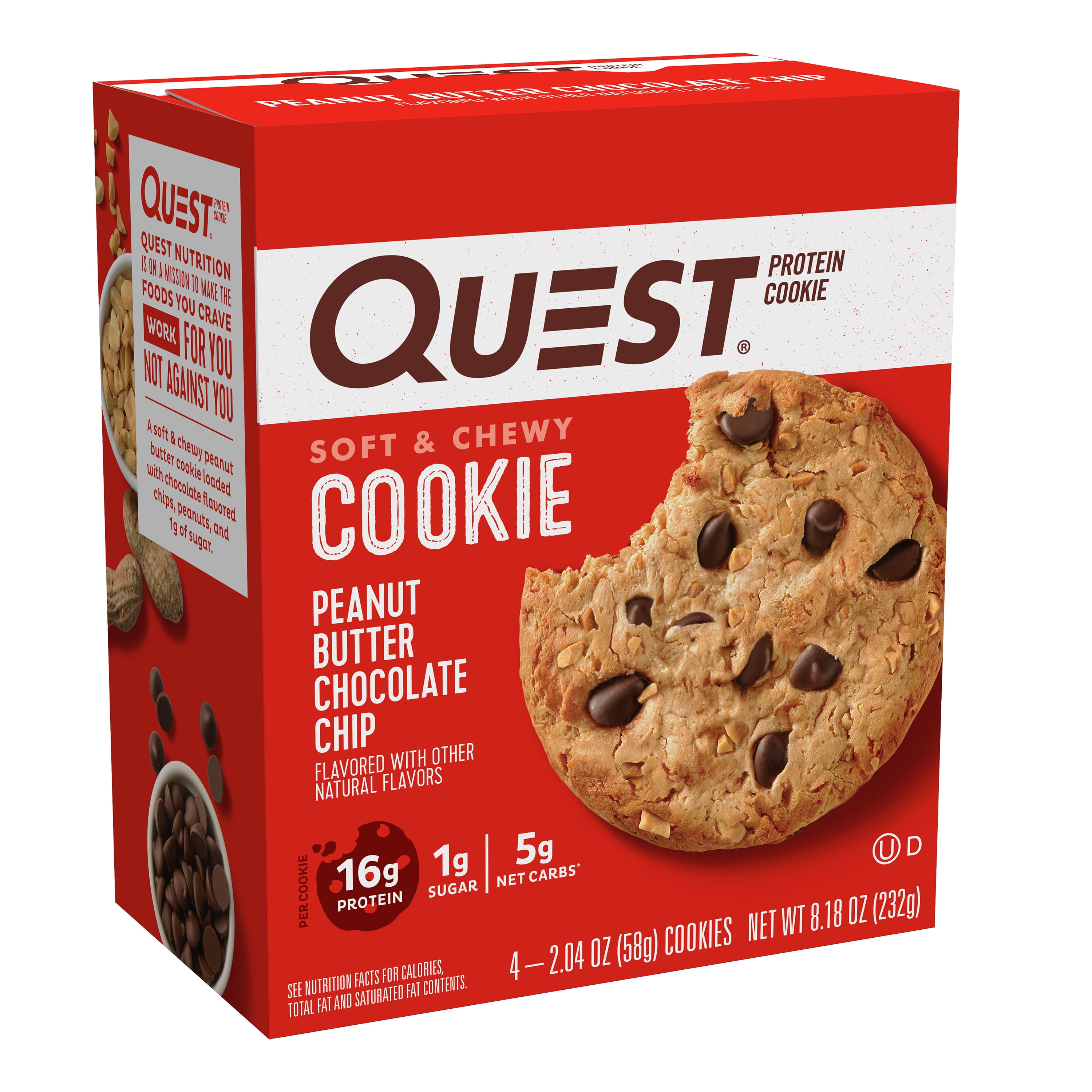 Quest Protein Cookies, High Protein, Peanut Butter Chocolate Chip, 4 Count