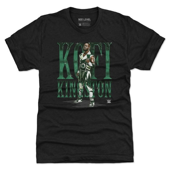 Men's 500 Level Heather Black Kofi Kingston Name Tri-Blend T-Shirt