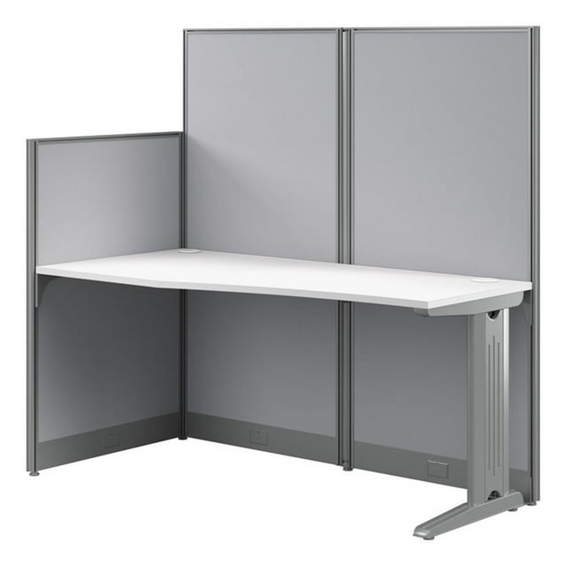 Pemberly Row Engineered Wood Straight Cubicle Desk in Pure White