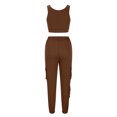 thumbnail image 6 of REORIAFEE Summer Outfits for Women 70s Outfits Women Casual Summer Round Neck Sleeveless Tops Long Pants Suit Coffee XL, 6 of 7
