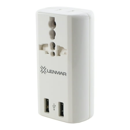 Lenmar Ultra-Compact All-in-One Travel Adapter with USB Port (White), AC150USBW